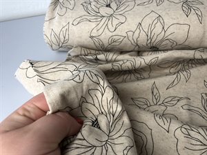 Hør jersey - med større og fine blomster 